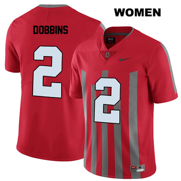 Ohio State Buckeyes Women's J.K. Dobbins #2 Red Authentic Nike Elite College NCAA Stitched Football Jersey RF19T78CU